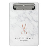 大理石&バラ金ゴールドはさみサロンロゴ ミニクリップボード (正面)
