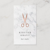 大理石&バラ金ゴールドはさみヘアスタイリスト 名刺 (正面)