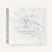 大理石&バラ金ゴールドはさみ髪のサロンロゴ ノートブック (正面)