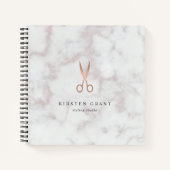 大理石&バラ金ゴールドはさみ髪のサロンロゴ ノートブック (正面)