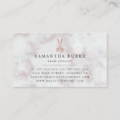 大理石&バラ金ゴールドはさみ |ヘアサロン 予約カード (裏面)