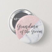 大理石&バラ金ゴールドグリッターの祖母の新郎 缶バッジ (正面&裏面)