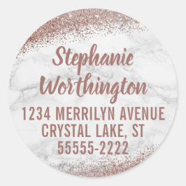 大理石&バラ金ゴールドグリッタースクリプト差出人住所 ラウンドシール