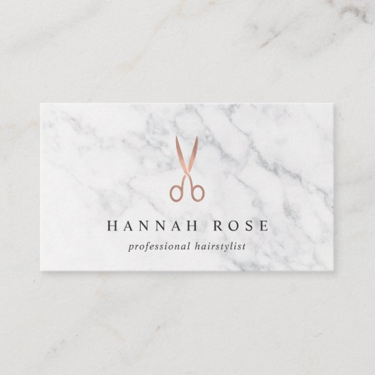 大理石&バラ金ゴールドシザーロゴヘアスタイリスト 名刺 (正面)