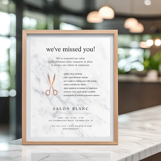 大理石&バラ金ゴールドヘアサロン再開き ポスター