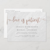 大理石&バラ金ゴールド書道の愛は患者 インビテーションポストカード (正面/裏面)