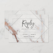 大理石、バラ金ゴールド結婚、ジオメトリの応答r.s.v.p 出欠カード (正面/裏面)