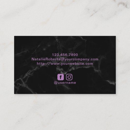 大理石&パープルアガテメイクアップアーティストヘアサロン 名刺 (裏面)