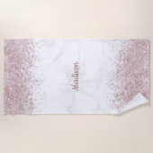 大理石&ピンクグリッター ビーチタオル (正面)
