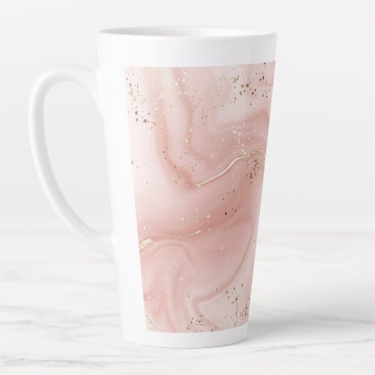 大理石 ピンク ゴールド グリッター 抽象的 パターン カフェラテマグ (左)