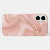 大理石 ピンク ゴールド グリッター 抽象的 パターン Case-Mate iPhoneケース (裏面 (横))