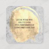 大理石 |ブラシ付き金ゴールドバラ |クラシック スクエア名刺 (裏面)