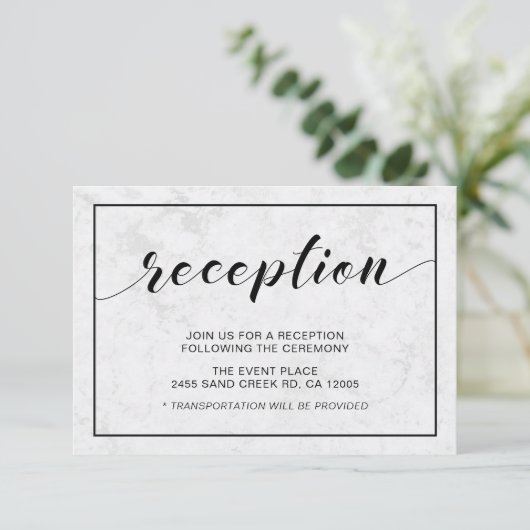 大理石&ブラックモダンタイポグラフィウェディングレセプション 招待状 (スタンド正面)