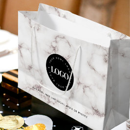 大理石 ブラック ラウンド ロゴ コーポレート ビジネス カスタム ラージペーパーバッグ
