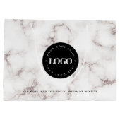 大理石 ブラック ラウンド ロゴ コーポレート ビジネス カスタム ラージペーパーバッグ (裏面)