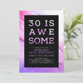 大理石 | モダン タイポグラフィー 30歳の誕生日パーティー 招待状 (スタンド正面)