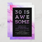 大理石 | モダン タイポグラフィー 30歳の誕生日パーティー 招待状 (正面/裏面)