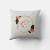 大理石 モノグラム ゴールド ピンク カメリア 花幾何学 クッション (裏面)