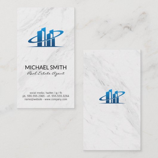 大理石 | 不動産仲介業者ブローカー | 実在代理人 名刺 (正面/裏面)