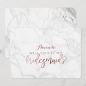 大理石＋偽のローズゴールド　あなたは私の…ブライズメイド 招待状 (正面/裏面)