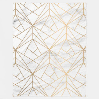 大理石、幾何学および金ゴールド フリースブランケット