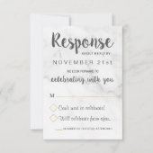 大理石 幾何 エレガント ウェディング RSVP カード (正面)