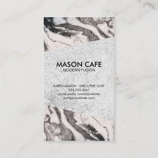 大理石 | 斑点のある背景 | シェフハットナイフ 名刺 (裏面)