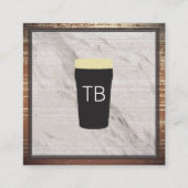 大理石（木のトリムとモノグラム） スクエア名刺 (正面)