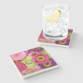 大理石《植物》百日草コースター ストーンコースター (横)