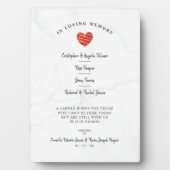 大理石 結婚 家族 追悼 テーブル 赤いハート フォトプラーク (正面)