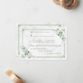 大理石&緑フラワースリーミールチョイスRsvpカード ノートカード (正面/裏面インサイチュ)