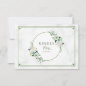 大理石&緑フラワースリーミールチョイスRsvpカード ノートカード (裏面)