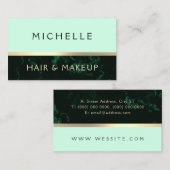 大理石(緑)テクスチャフェイク金ゴールドストライプ(G) 名刺 (正面/裏面)