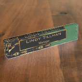 大理石(緑、黒、金ゴールド) デスクネームプレート (側面)