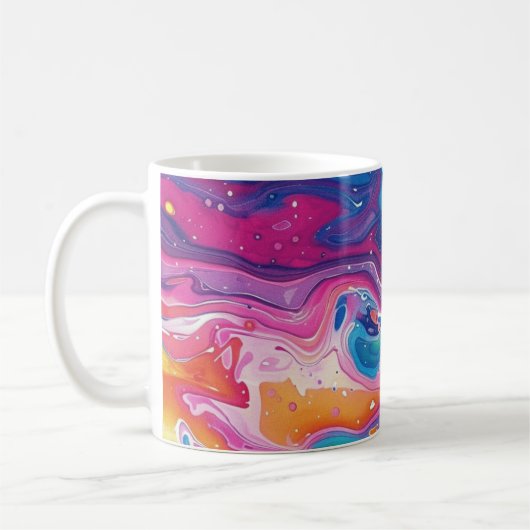 大理石，虹の色，幾何学的デザイン,カラフル コーヒーマグカップ (左)
