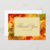 大理石 赤, オレンジ, ゴールド, イエロー サンキューカード (正面/裏面)