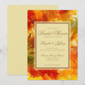 大理石 赤 オレンジ ゴールド イエロー ブライダルシャワーの招待状 セーブザデート (正面/裏面)