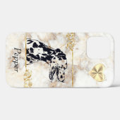 大理石/金ゴールドインクルードダルマチアン犬iPhone 12ケース Case-Mate iPhoneケース (裏面 (横))