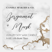 大理石&金ゴールドエレガントキャンドル包装 スクエアシール (正面)