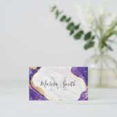 大理石、金ゴールドグリッターブルーストーン 名刺 (スタンド正面)