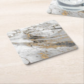 大理石(金ゴールドスモダンラブ)  スクエアペーパーコースター (アングル)