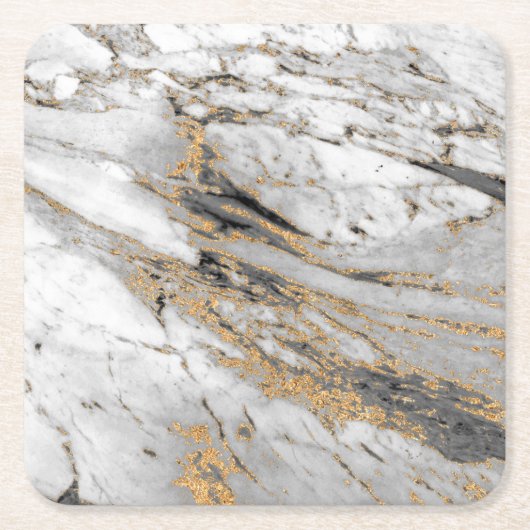 大理石(金ゴールドスモダンラブ)  スクエアペーパーコースター (正面)