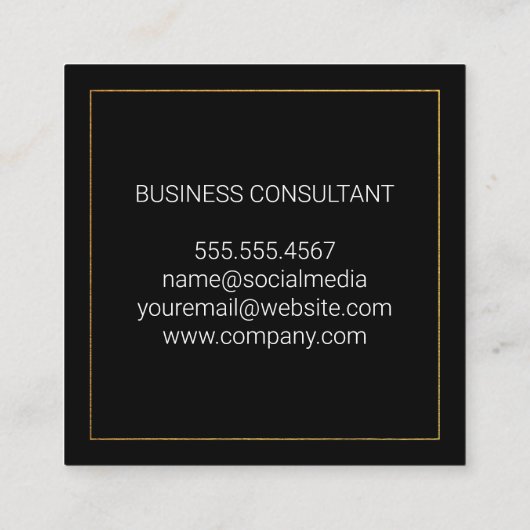 大理石 | 金ゴールド縁ど | 財務管理者 スクエア名刺 (裏面)