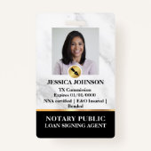 大理石、金ゴールド&ブラックラグジュアリープロフェッショナル公証人ID バッジ (正面)