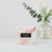 大理石、金ゴールド&赤面サロン、メイク、美しい写真 スクエア名刺 (スタンド正面)