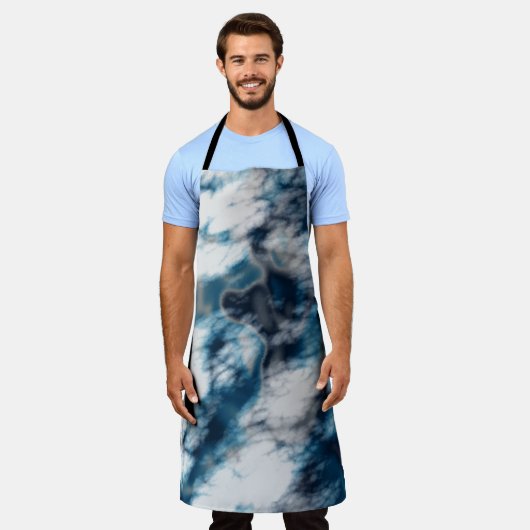 大理石（青） エプロン (着用した状態)
