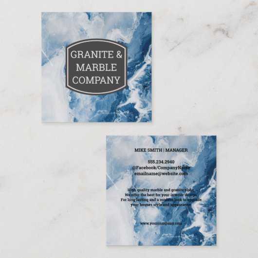 大理石（青） スクエア名刺 (正面/裏面)