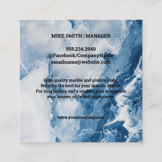 大理石(青) スクエア名刺 (裏面)