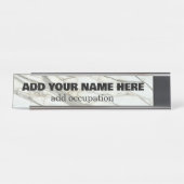 大理石 高級 白 グレー 花崗岩 テクスチャー デスクネームプレート (正面)