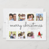 大理石(鳥)ショウジョウコウカンチョウスクリプトフォトコラージクリスマス シーズンカード (正面)
